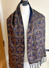 Vintage Yves Saint Laurent (YSL) Silk Opera Scarf With A Paisley Pattern  (D1)