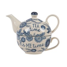 Sass & Belle Blue Willow Floral  Tea Time is Me Time For One Teapot Gift Boxed