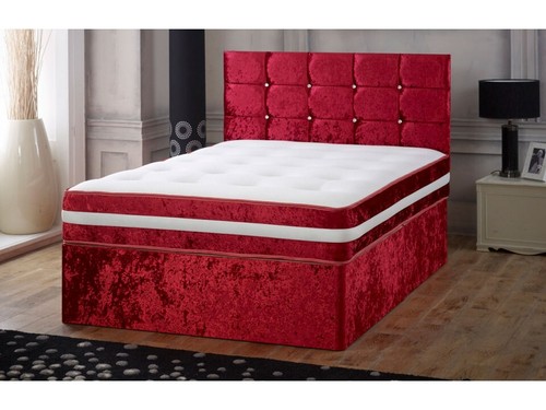Crushed velvet divan bed with - divan,