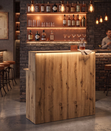 Led home bar rustic oak - led,