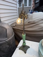 ART DECO TABLE LAMP GREEN SLAG