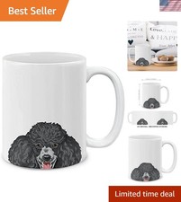 High Gloss Black Poodle Ceramic Coffee Mug, 11 OZ - Microwave Safe & Lead-Free