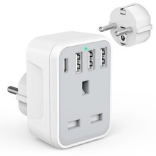 UK to EU Travel Adapter 4 USB