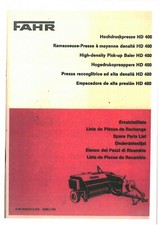 Fahr Baler HD400 Parts Manual - HD 400