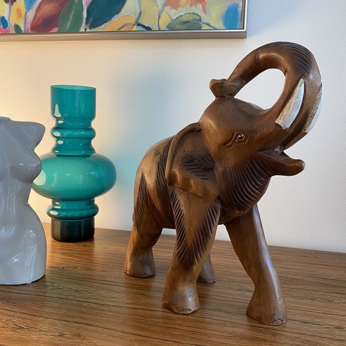 Large wooden carved elephant - large,