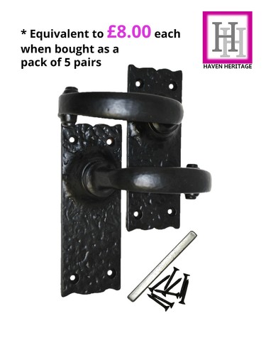 Door handle black cast iron - handle,