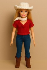 Knitting Pattern Only- Cowgirl Set Barbie Sindy Doll’s Clothes Hat, Boots Cowboy