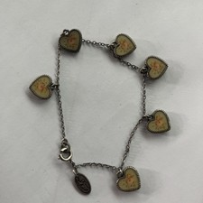 Cath Kidston Vintage Collectible Rose Hearts Antique Charm Bracelet.