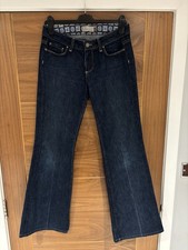 Paige Dark Blue Premium Denim Robertson Flare Jeans Size 27 Fits 8/10 UK