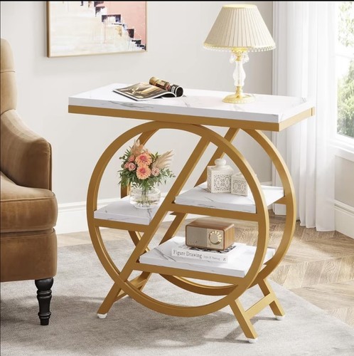 Tier faux marble side table - marble,