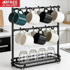 Coffee Mug Rack Metal Black