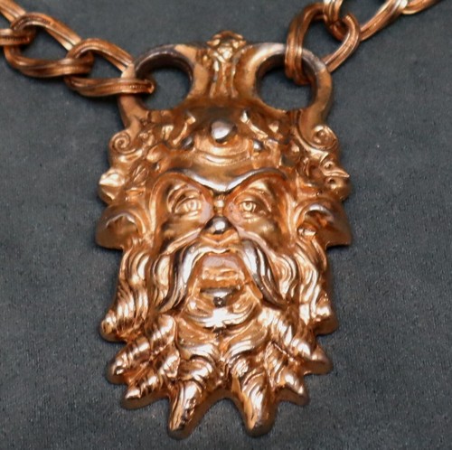 Vintage faun green man - faun, pendant