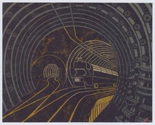 Post Office Tube Railway London Edward Bawden print in 10 x 12 mount SUPERB