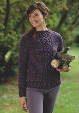 MORVEN Cable Sweater - Knitting Pattern - SARAH HATTON / ROWAN Purelife ..Chunky