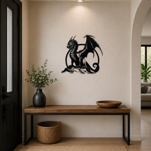 Metal dragon wall - dragon, art