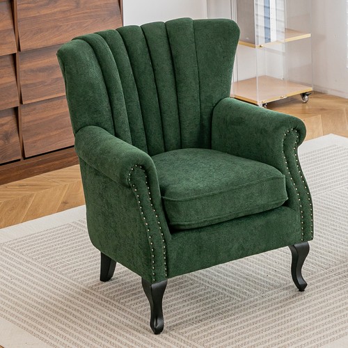 Chenille wing back armchair - wing,
