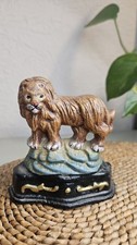 Vintage Cast Iron Door Stop LION Small 9cm Tall
