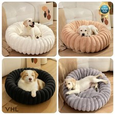 Fluffy Donut Dog Bed Round Calming Pet Cushion Soft Plush Puppy Bed Cats & Dogs