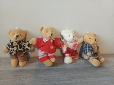 Bundle of 4 Miniature Teddy Bears Decorations Approx 4in Tall