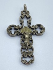 Antique Silver Plated Religious Catholic Crucifix Milan Cathedral Cross Pendant
