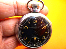 Ingersoll Triumph London Black Dialed Pocket Watch.50mm..Hand Wind. Working  VGC