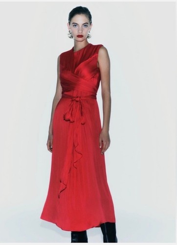 Zara red wrap scarf maxi - red,