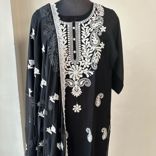 Black cotton palazzo - black, suit