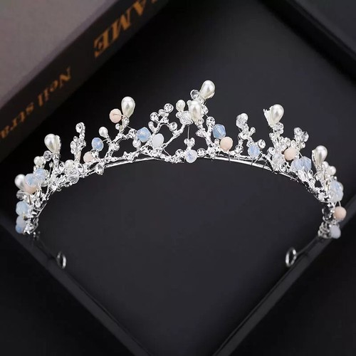 Small silver tiara pearl - tiara,