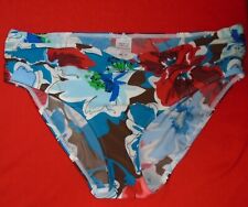 M&S Marks & Spencer Floral Print Bikini Bottoms brown blue aqua red Size 12 New