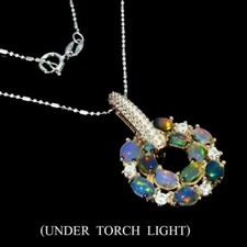 Silver Pendant Opal Genuine