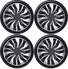 Wheel Trims 15" Black & Silver Hub Caps Covers Fast Fits Vauxhall Corsa
