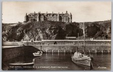 PORTPATRICK Wigtownshire The Hotel, Harbour & Lifeboat RP Postcard, Posted 1939