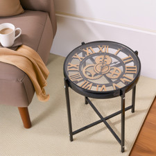 Industrial Style Mechanical Clock Coffee Table Modern Gear Desktop Side Table US