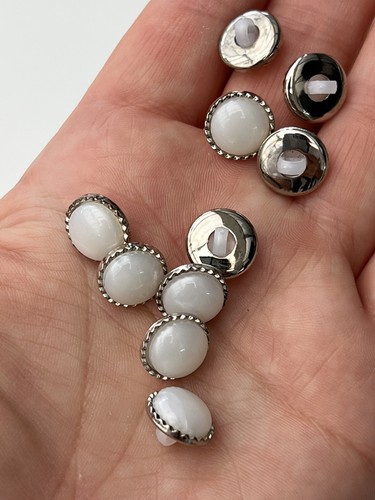 Silver pearl buttons - pearl,