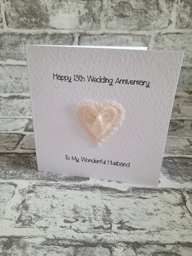 Handmade lace anniversary card - handmade,