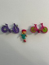 Polly Pocket Polly on the Go Purple Bicycle Friends 2 bikes and one figure 1994