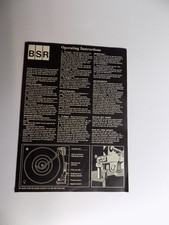 OPERATING INSTRUCTIONS FOR BSR RECORD PLAYER TURNTABLE
