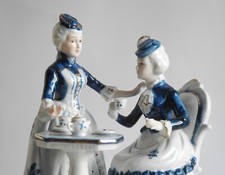 Tea Party Porcelain Figurine Edwardian Ladies 23cm by Uniart Leonardo Collection
