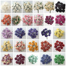 Miniature Paper Tea Rose Mulberry Bunch of 12 15mm Flower Craft Decoration