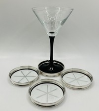 Set of Four Vintage Sterling Silver Coasters with Glass Base - VGC