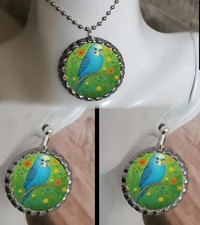 Blue Parakeet Budgie necklace