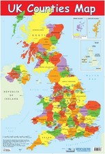 Laminated Map of UK Counties