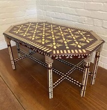 North African Moorish Inlaid Liberty Style Large Coffee Table  Vintage Antique