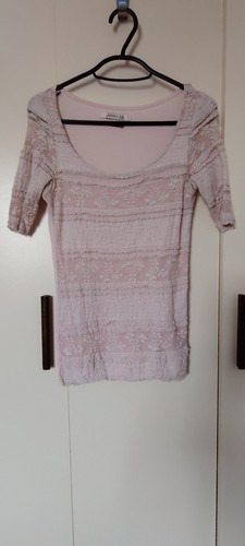 Pink bershka blouse sheer lace - pink,