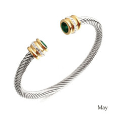 Womens  Birthstone Wire Bangle