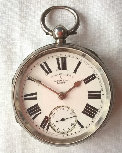 Silver key wind pocket watch - key-wind,