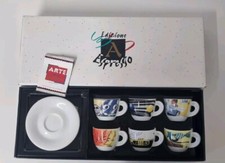 Ancap Italy Expresso Cups And Saucers Porcelain 'Artists Collection' New Boxed