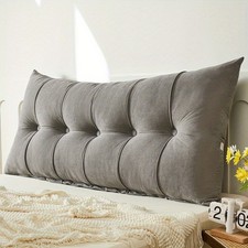 Chenille Fabric Headboard Pillow Back Support Reading Cushion w/ Removable Cover