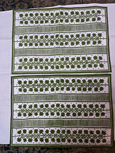 Set green white - of, floral