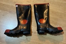 1986 Argyll Safety Rubber Short Boots Size Uk 7 Eu 40 41 Black Waterproof Wellie